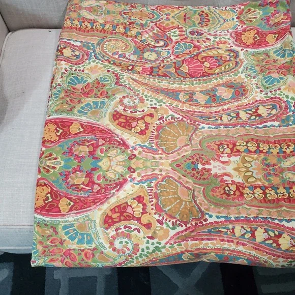Pottery Barn Duvet Cover King Multi-Color Paisley Cotton Bedding Red Blue Orange